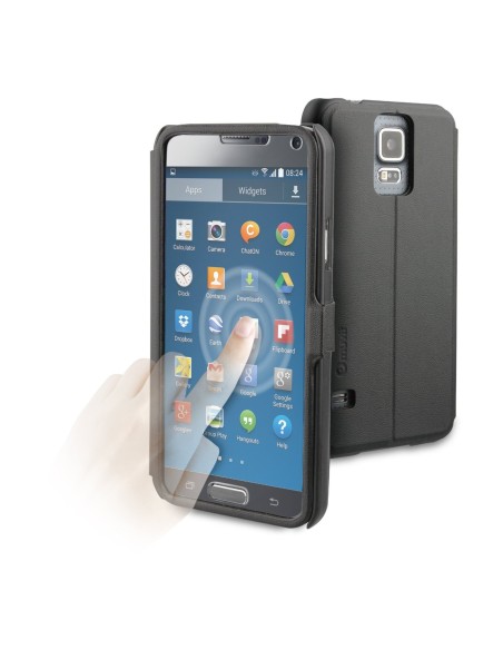 funda eye folio negra con ventana completa samsung galaxy s5 muvit MUEYF0003 kiwiku.com