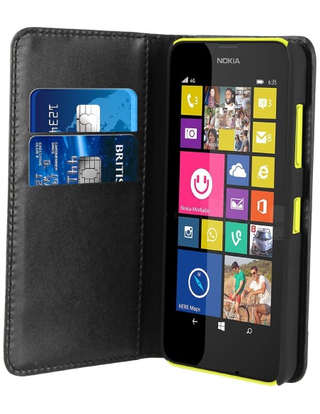 funda slim folio negra función soporte y tarjetero nokia lumia 630 muvit MUSNS0056 kiwiku.com