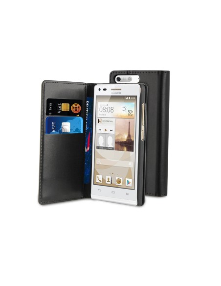 funda slim folio negra función soporte y tarjetero huawei ascend g6 3g muvit MUSNS0065 kiwiku.com