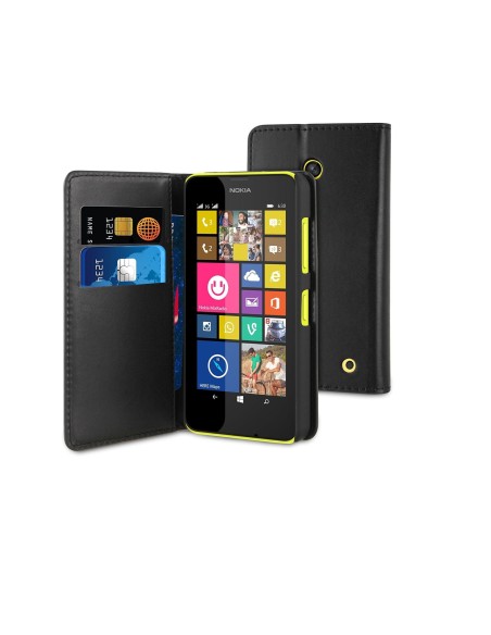 funda wallet folio negra función soporte y tarjetero nokia lumia 635 muvit MUSNS0104 kiwiku.com