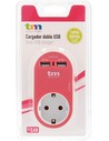 Tm Electron Enchufe Pared Con 2 Puertos Usb Magenta - Enchufe Usb