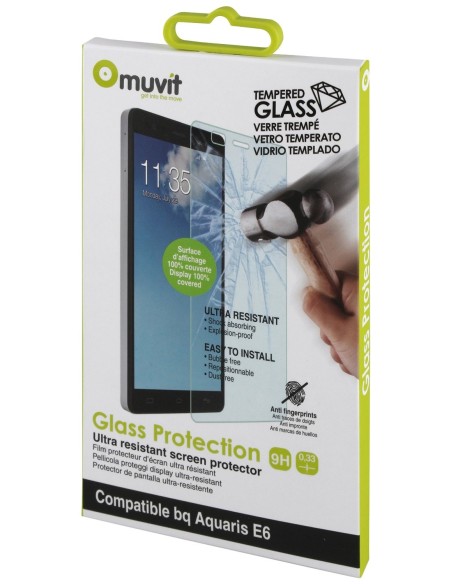 protector de pantalla tempered glass 0,33 mm bq aquaris e6 muvit MUSCP0761 kiwiku.com