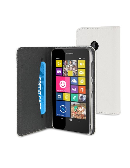 funda wallet folio blanca función soporte y tarjetero nokia lumia 530 muvit (carcasa transparente) MUSNS0142 kiwiku.com