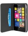 Funda wallet folio azul oscuro función soporte y tarjetero nokia lumia 530 muvit (carcasa transparen