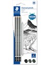 Staedtler Blíster Con 3 Lápices de Grafito 100c (s, M, H) + Difuminador - Lápiz de Dibujo Profesional 4 Piezas