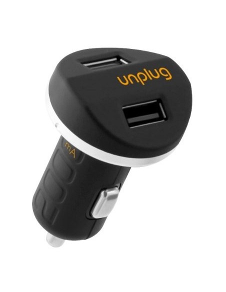 cargador coche usb dual 2a con cable lightning incluido unplug UPCC002 kiwiku.com