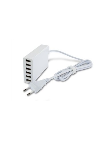transformador usb negro 6 puertos 10a con cable extraíble muvit MUACC0145 kiwiku.com