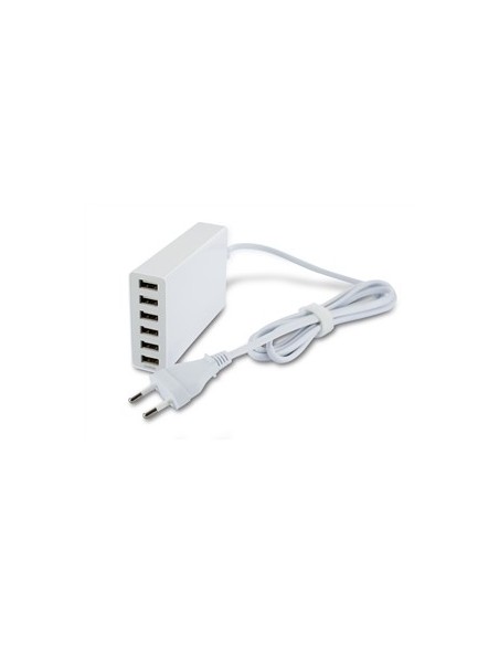 transformador usb negro 6 puertos 10a con cable extraíble muvit MUACC0145 kiwiku.com