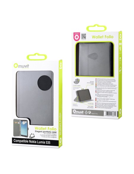 funda wallet folio negra función soporte microsoft lumia 535 muvit MUSNS0191 kiwiku.com