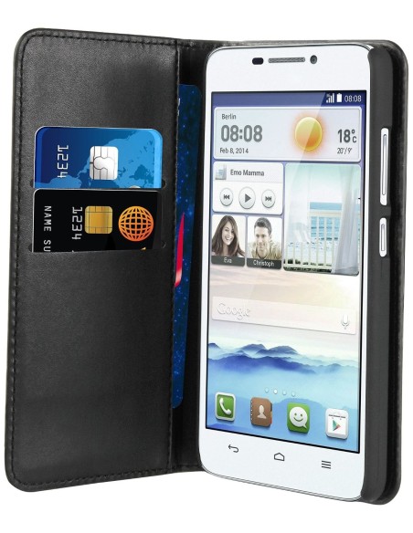 funda slim folio negra función soporte y tarjetero huawei g630 muvit MUSNS0067 kiwiku.com