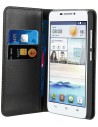 Funda slim folio negra función soporte y tarjetero huawei g630 muvit