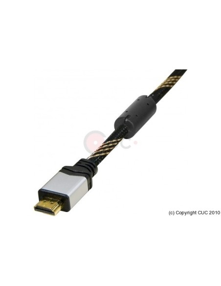 CABLE HDMI 1.4 MACHO MACHO CON FERRITA CONEXION ORO 5M GRIS/NEGRO
