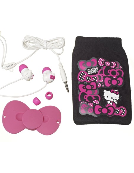 Hello Kitty - Kit de regalo con auriculares intraurales, organizador de cables rosa  APHK-HD-KIT1-DB kiwiku.com