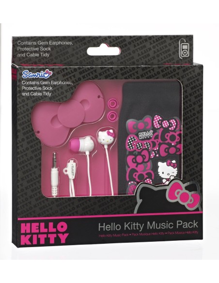 Hello Kitty - Kit de regalo con auriculares intraurales, organizador de cables rosa  APHK-HD-KIT1-DB kiwiku.com