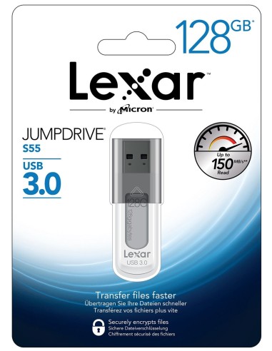 Lexar JumpDrive S55 - Memoria USB de 128 GB, blanco LJDS55-128ABEU kiwiku.com