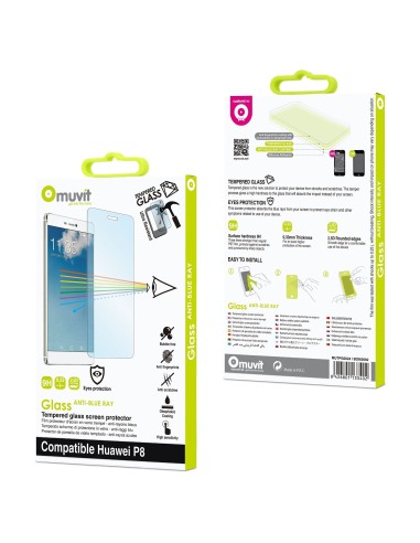 protector de pantalla tempered glass 0,33 mm anti-blueray huawei p8 muvit MUTPG0024 kiwiku.com