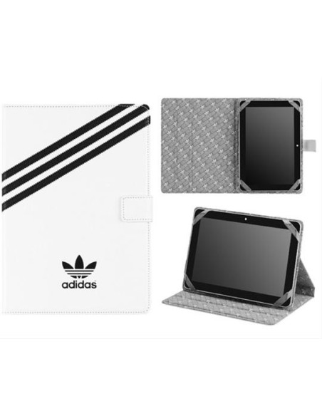 Funda libro universal adidas para tablets de 7 y 8 pulgadas blanca y negra