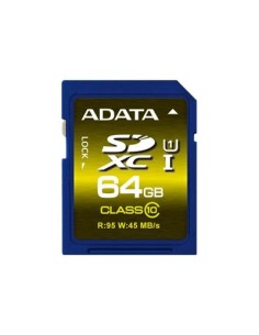 ADATA Premier Pro SDXC/SDHC UHS-I U1 - Tarjeta de memoria flash - 64 GB - Class 10 - SDXC UHS-I ASDX64GUI1CL10-R kiwiku.com