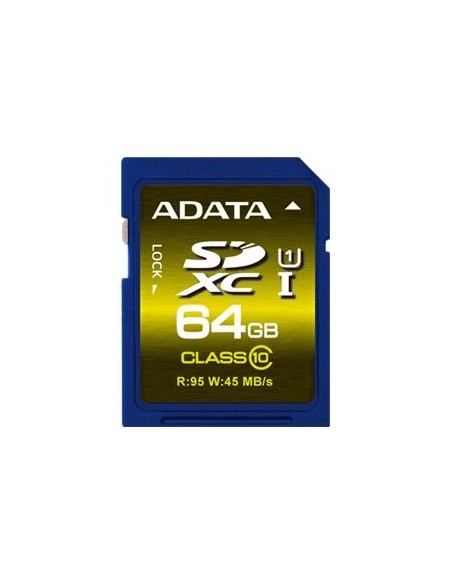 ADATA Premier Pro SDXC/SDHC UHS-I U1 - Tarjeta de memoria flash - 64 GB - Class 10 - SDXC UHS-I ASDX64GUI1CL10-R kiwiku.com