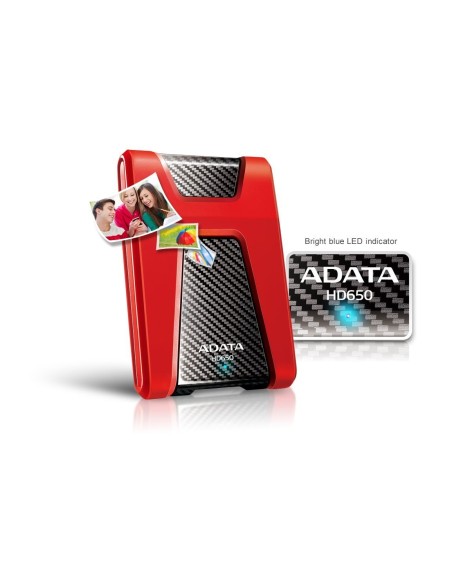 ADATA DashDrive Durable HD650 - Disco duro - 1 TB - externo ( portátil ) - 2.5" - USB 3.0 - rojo AHD650-1TU3-CRD kiwiku.com