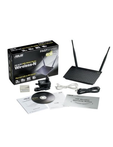 ASUS DSL-N12E - Modem router inalámbrico ADSL 2+ N300, USB, Soporte 3G/4G, IPTV 90-IG1W002M01-3PA0- kiwiku.com