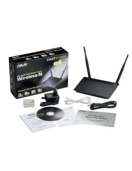 ASUS DSL-N12E - Modem router inalámbrico ADSL 2+ N300, USB, Soporte 3G/4G, IPTV 90-IG1W002M01-3PA0- kiwiku.com