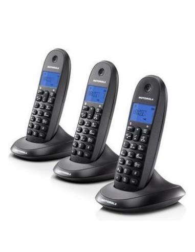 DMotorola C1003 Trio - Teléfono fijo inalámbrico, color negro 107C1003PLUS kiwiku.com