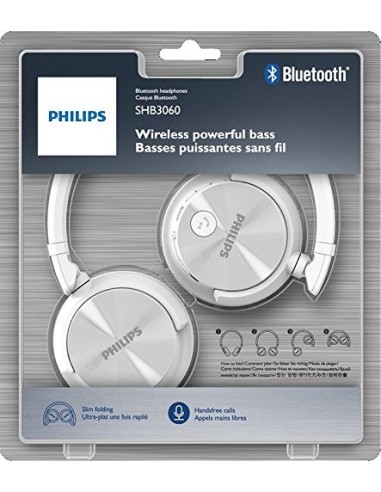 Philips SHB3060WT/00 - Auriculares estéreo de diadema con Bluetooth Blanco SHB3060WT/00 kiwiku.com