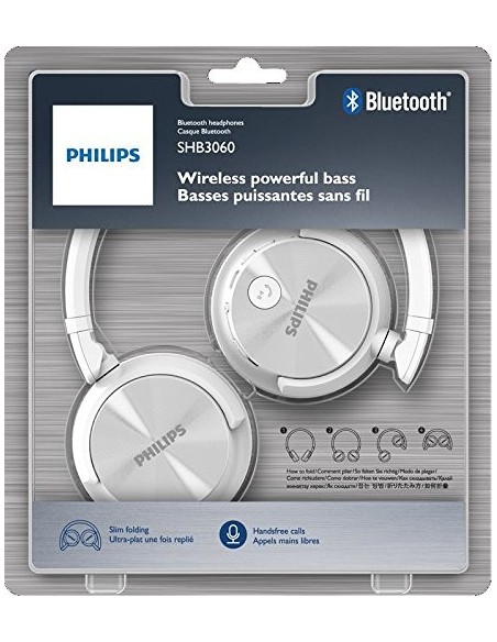 Philips SHB3060WT/00 - Auriculares estéreo de diadema con Bluetooth Blanco SHB3060WT/00 kiwiku.com