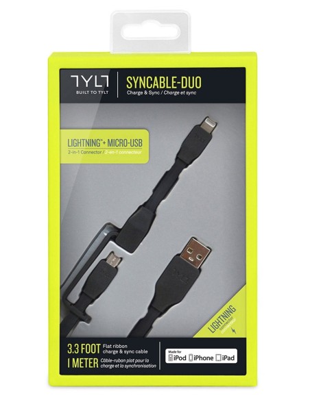 TYLT Syncable - Cable de datos duo Micro USB/Lightning, 1 m, color negro IP5-MIC1MBK-T kiwiku.com