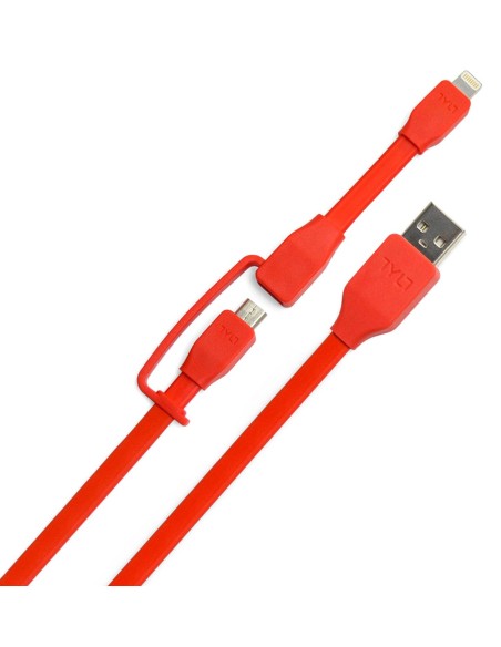 Micro USB, Lightning MFI Cable DUO carga y sincronización TYLT 1 m rojo IP5-MIC1MRD-T kiwiku.com