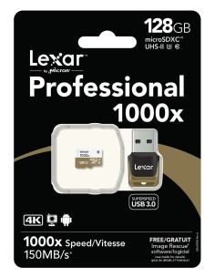Lexar LSDMI128CBEU1R microSDHC 1000x 128GB UHS-II con lector USB 3.0 LSDMI128CBEU1000R kiwiku.com 2