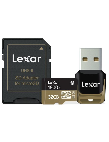 Lexar LSDMI32GCRBEU1800R microSDHC 1800x 32GB UHS-II USB 3.0 Lector+Adaptador LSDMI32GCRBEU1800R kiwiku.com