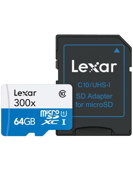Lexar LSDMI64GB1EU300A - tarjeta de memoria microsdxc de 64 gb clase 10 adapt 300x LSDMI64GB1EU300A kiwiku.com