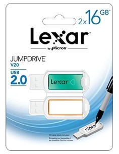 Lexar LJDV20-16GABEU2  JumpDrive V20 - Memoria USB 2.0 de 16 GB (2 unidades) LJDV20-16GABEU2 kiwiku.com