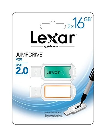 Lexar LJDV20-16GABEU2  JumpDrive V20 - Memoria USB 2.0 de 16 GB (2 unidades) LJDV20-16GABEU2 kiwiku.com