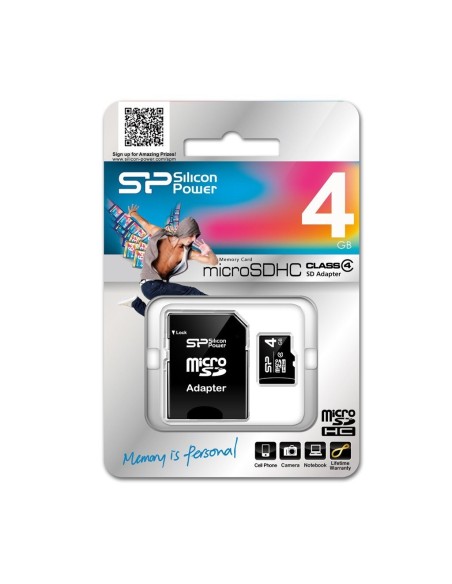 Silicon Power Micro Secure Digital - Tarjeta de memoria SecureDigital 4 GB SP004GBSTH004V10SP kiwiku.com