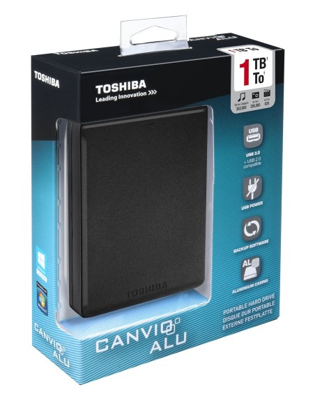 Toshiba Canvio Alu - Disco duro externo de 1 TB USB 3.0 6,4 cm 2.5 negro HDTH310EK3AA kiwiku.com