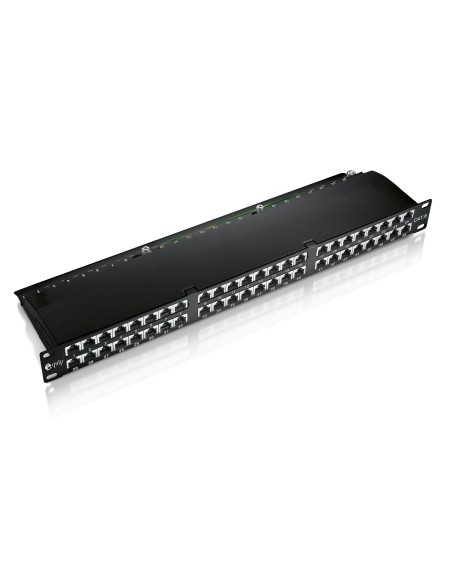 Patch panel 48 puertos categoria 6 apantallado 1u color negro 326448 kiwiku.com