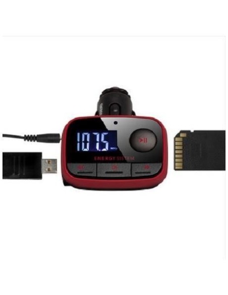 Energy Sistem Car Mp3 F2 Racing Red - Reproductor MP3 para coche con transmisor FM (Fm-T, lector tarjetas, USB-Host, Line-In), R