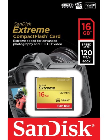 SanDisk Extreme - Tarjeta de memoria flash - 16 GB - CompactFlash SDCFXS-016G-X46 kiwiku.com