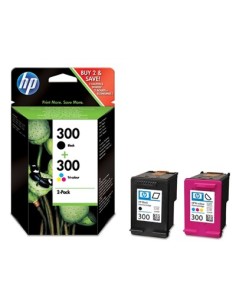 Paquete combinado de cartuchos de tinta tricolor y negro HP 300