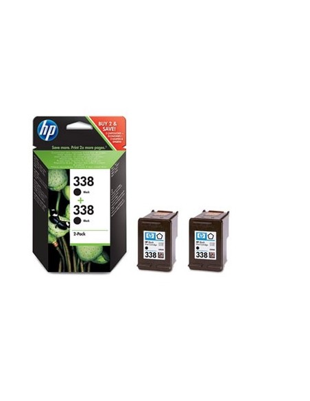 Paquete de 2 cartuchos de tinta negra para inyección de tinta HP 338