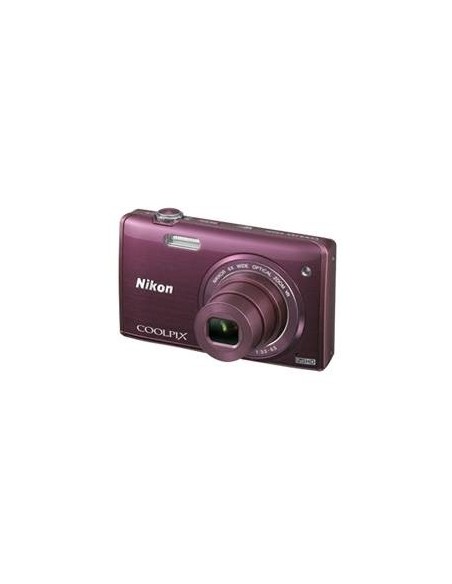 Kit camara digital nikon coolpix s5200 purpura 16 mp litio zo 6x  hd 3d lcd 3" wifi + estuche + 5 añ
