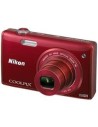 Kit camara digital nikon coolpix s5200 rojo 16 mp litio zo 6x  hd 3d lcd 3" wifi + estuche + 5 años