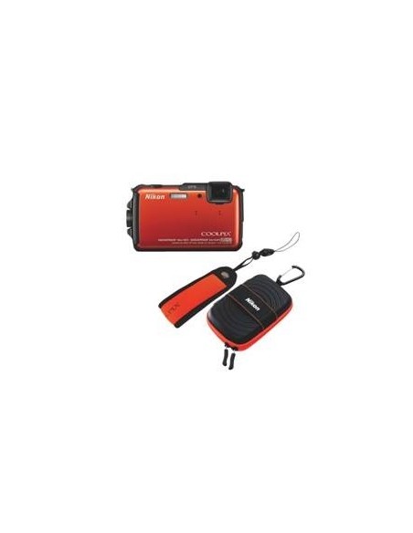 Kit camara digital nikon coolpix aw110 naranja 16mp zo 5x hd lcd 3" litio/ gps/ sumergible 18m/ wifi