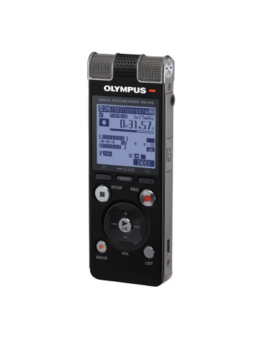 Olympus DM-670 - Grabador de sonido digital portátil (disco duro de 8 GB) color negro y plateado: OLYMPUS: Kiwiku.com: Oficina y