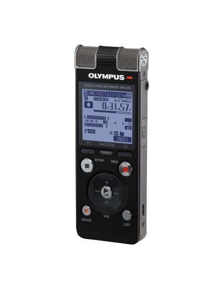 Olympus DM-670 - Grabador de sonido digital portátil (disco duro de 8 GB) color negro y plateado: OLYMPUS: Kiwiku.com: Oficina y