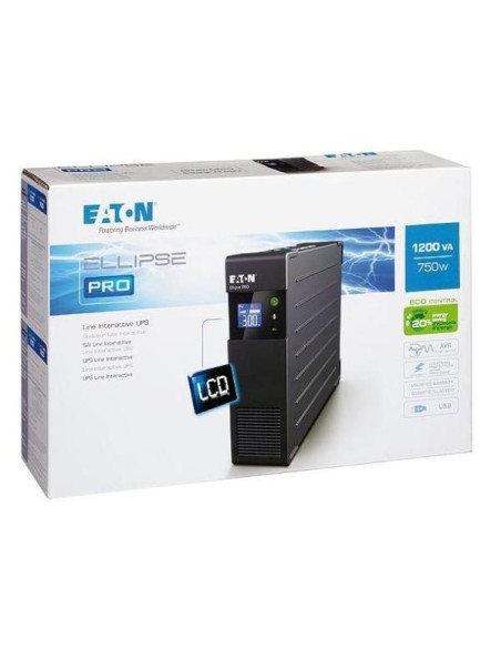 Eaton Ellipse PRO 1200 DIN - Fuente de alimentación continua (UPS) (1200 VA, 750 W, 165 V, Type F (Schuko), C14 coupler, Sealed 