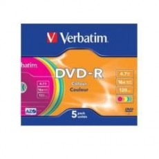 Dvd-r 4.7 16x slim 5 color...